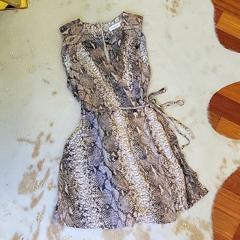Calvin Klein faux wrap, romper dress
